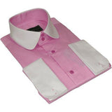 Men 100% Cotton Shirt CIERO MONTERO Turkey #STN 05 Pink/White Collar Slim Fit - J.Valintin Men's Wear Legend - 101051