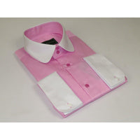 Men 100% Cotton Shirt CIERO MONTERO Turkey #STN 05 Pink/White Collar Slim Fit - J.Valintin Men's Wear Legend - 101051