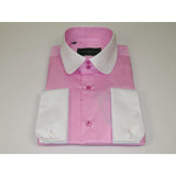 Men 100% Cotton Shirt CIERO MONTERO Turkey #STN 05 Pink/White Collar Slim Fit - J.Valintin Men's Wear Legend - 101051