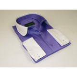 Men 100% Cotton Shirt CIERO MONTERO Turkey #STN 240 Purple/White Collar Slim Fit - J.Valintin Men's Wear Legend - 101039