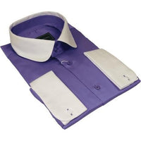 Men 100% Cotton Shirt CIERO MONTERO Turkey #STN 240 Purple/White Collar Slim Fit - J.Valintin Men's Wear Legend - 101039