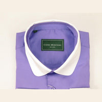 Men 100% Cotton Shirt CIERO MONTERO Turkey #STN 240 Purple/White Collar Slim Fit - J.Valintin Men's Wear Legend - 101039