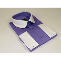 Men 100% Cotton Shirt CIERO MONTERO Turkey #STN 240 Purple/White Collar Slim Fit - J.Valintin Men's Wear Legend - 101039