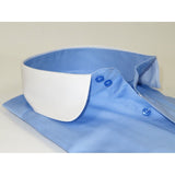 Men 100% Cotton Shirt CIERO MONTERO Turkey #STN 258 Blue/White Collar Slim Fit - J.Valintin Men's Wear Legend - 101047