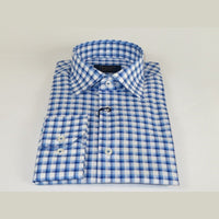 Men 100% Cotton Shirt Manschett Quesste Turkey Slim Fit 6012 - 05 Med Blue Checker - J.Valintin Men's Wear Legend - 96884