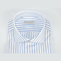 Men 100% Italian Cotton Shirt Non Iron SORRENTO Turkey 4730 White Blue Stripe - J.Valintin Men's Wear Legend - 98734