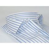 Men 100% Italian Cotton Shirt Non Iron SORRENTO Turkey 4730 White Blue Stripe - J.Valintin Men's Wear Legend - 98734