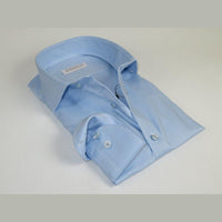 Men 100% Italian Cotton Shirt Non Iron SORRENTO Turkey Spread Collar 4883 Blue - J.Valintin Men's Wear Legend - 98714