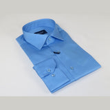 Men 100% Sateen Cotton Shirt Manschett Quesste Turkey Slim Fit 4010 - 05 Med Blue - J.Valintin Men's Wear Legend - 96819