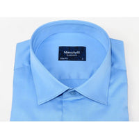 Men 100% Sateen Cotton Shirt Manschett Quesste Turkey Slim Fit 4010 - 05 Med Blue - J.Valintin Men's Wear Legend - 96819