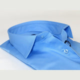 Men 100% Sateen Cotton Shirt Manschett Quesste Turkey Slim Fit 4010 - 05 Med Blue - J.Valintin Men's Wear Legend - 96819