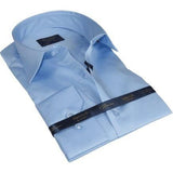 Men 100% Sateen Cotton Shirt Manschett Quesste Turkey Slim Fit 4010 - 11 SKy Blue - J.Valintin Men's Wear Legend - 96834