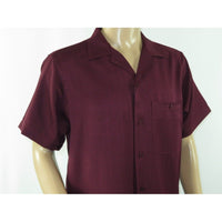 Men 2pc Walking Leisure Suit Short Sleeves By DREAMS 255 - 06 Solid Burgundy - J.Valintin Men's Wear Legend - 95872