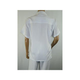 Men 2pc Walking Leisure Suit Short Sleeves By DREAMS 255 - 15 Solid White - J.Valintin Men's Wear Legend - 95891