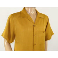 Men 2pc Walking Leisure Suit Short Sleeves By DREAMS 255 - 27 Solid Mustard - J.Valintin Men's Wear Legend - 95914