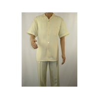 Men 2pc Walking Leisure Suit Short Sleeves By DREAMS 256 - 05 Cream New - J.Valintin Men's Wear Legend - 24981