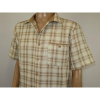 Men 2pc Walking Leisure Suit Short Sleeves By DREAMS Checker 282 - 03 Tan - J.Valintin Men's Wear Legend - 282 - 03 Tan - M