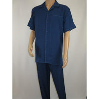 Men 2pc Walking Leisure Suit Short Sleeves By DREAMS Fancy 265 - 31 Sailor Blue - J.Valintin Men's Wear Legend - 265 - 31 Sailor - M