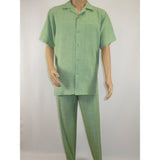 Men 2pc Walking Leisure Suit Short Sleeves By DREAMS Fancy 265 - 34 Lime Green - J.Valintin Men's Wear Legend - 265 - 34 Lime - M