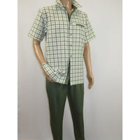 Men 2pc Walking Leisure Suit Short Sleeves By DREAMS Fancy 283 - 04 Sage Green - J.Valintin Men's Wear Legend - 283 - 04 Sage - M