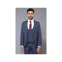 Men 3pc European Suit WESSI by J.VALINTIN Extra Slim Fit JV33 Navy Window Pane - J.Valintin Men's Wear Legend - 16875