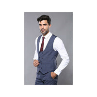 Men 3pc European Suit WESSI by J.VALINTIN Extra Slim Fit JV33 Navy Window Pane - J.Valintin Men's Wear Legend - 16875