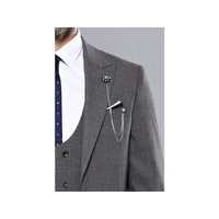 Men 3pc European Suit WESSI by J.VALINTIN Extra Slim Fit JV35 gray Window Pane - J.Valintin Men's Wear Legend - 16887