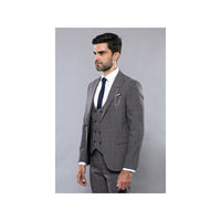 Men 3pc European Suit WESSI by J.VALINTIN Extra Slim Fit JV35 gray Window Pane - J.Valintin Men's Wear Legend - 16887