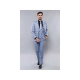 Men 3pc European Vested Suit WESSI by J.VALINTIN Extra Slim Fit JV30 blue plaid - J.Valintin Men's Wear Legend - 16860