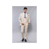 Men 3pc European Vested Suit WESSI by J.VALINTIN Extra Slim Fit JV31 Beige plaid - J.Valintin Men's Wear Legend - 16866