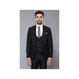 Men 3pc European Vested Suit WESSI by J.VALINTIN Extra Slim Fit JV9 Black corded - J.Valintin Men's Wear Legend - 16584