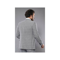 Men 3pc European Vested Suit WESSI by J.VALINTIN Slim Fit JV40 Gray Blue Plaid - J.Valintin Men's Wear Legend - 16916