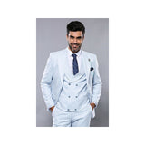 Men 3pc European Vested Suit WESSI J.VALINTIN Extra Slim Fit JV14 Sky Blue new - J.Valintin Men's Wear Legend - 16628