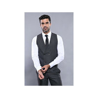 Men 3pc European Vested Suit WESSI J.VALINTIN Extra Slim Fit JV15 Charcoal Gray - J.Valintin Men's Wear Legend - 16635