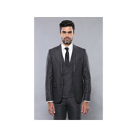 Men 3pc European Vested Suit WESSI J.VALINTIN Extra Slim Fit JV15 Charcoal Gray - J.Valintin Men's Wear Legend - 16635