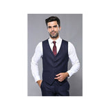 Men 3pc European Vested Suit WESSI J.VALINTIN Extra Slim Fit JV23 Navy Striped - J.Valintin Men's Wear Legend - 16817