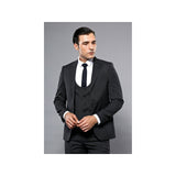 Men 3pc European Vested Suit WESSI J.VALINTIN Extra Slim Fit JV27 Black Stripe - J.Valintin Men's Wear Legend - 16844