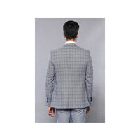 Men 3pc Vest Suit WESSI by J.VALINTIN Extra Slim Fit JV42 Blue Plaid TURKEY USA - J.Valintin Men's Wear Legend - 16928