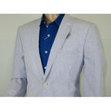 Men ADOLFO Seersucker Suit Stripe Casual Dressy Summer Suit 2 Button C622 Blue - J.Valintin Men's Wear Legend - 108748