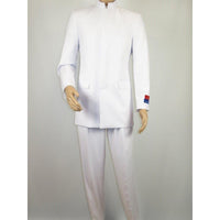 Men Apollo King Band Collarless Church Suit Mandarin 5 Hidden Buttons AG58 White - J.Valintin Men's Wear Legend - AG58 - White - 38R