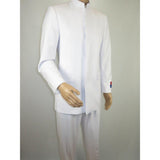 Men Apollo King Band Collarless Church Suit Mandarin 5 Hidden Buttons AG58 White - J.Valintin Men's Wear Legend - AG58 - White - 38R