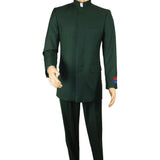 Men Apollo King Band Collarless Church Suit Mandarin 5 Hidden Buttons AG59 Green - J.Valintin Men's Wear Legend - AG59 - Green - 38R