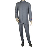 Men Apollo King Banded Collarless suit Mandarin 5 Button Wide leg M5 - 3 Gray New - J.Valintin Men's Wear Legend - 21008