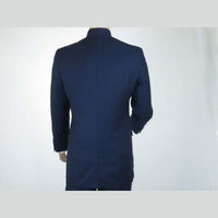 Men Apollo King Banded Collarless suit Mandarin 5 Hidden Button Panel AG52 Navy - J.Valintin Men's Wear Legend - 21764