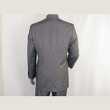 Men Apollo King Banded Collarless suit Mandarin 5 Hidden Button Pastor AG53 Gray - J.Valintin Men's Wear Legend - 80265