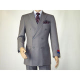 Men Apollo King Double Breasted Suit Classic Peak Lapel Soft Blend DM23 Gray - J.Valintin Men's Wear Legend - 21041