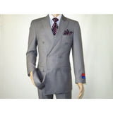 Men Apollo King Double Breasted Suit Classic Peak Lapel Soft Blend DM23 Gray - J.Valintin Men's Wear Legend - 21041