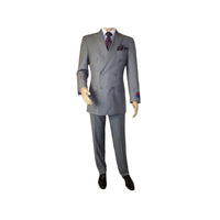 Men Apollo King Double Breasted Suit Classic Peak Lapel Soft Blend DM23 Gray - J.Valintin Men's Wear Legend - 21041