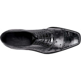 Men Belvedere Black Shoes Onesto 2 Genuine Ostrich Crocodile Leather Lace 1419 - J.Valintin Men's Wear Legend - 1419 black_8.5