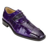 Men Belvedere Mare Genuine Ostrich Eel Leather Lace up Purple Shoes Lace Up 2P7 - J.Valintin Men's Wear Legend - 2p7 Purple_9_Me